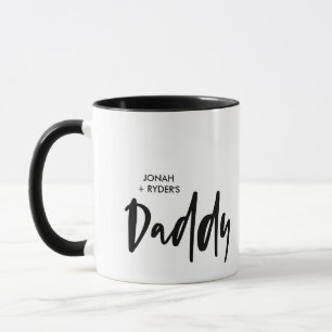 Simple Daddy Lettering Kids Names  Mug