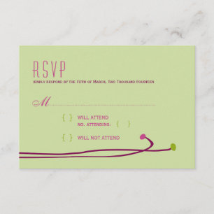 Simple Dahlia - Green & Purple RSVP Card