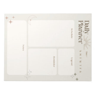 Simple Daily Planner With Notes and Reminders