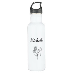 Simple Daisy Black White Trendy Floral 710 Ml Water Bottle