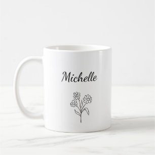 Simple Daisy Black White Trendy Floral  Coffee Mug