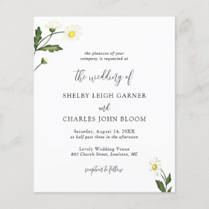 Simple Daisy Floral Budget Wedding Invitation