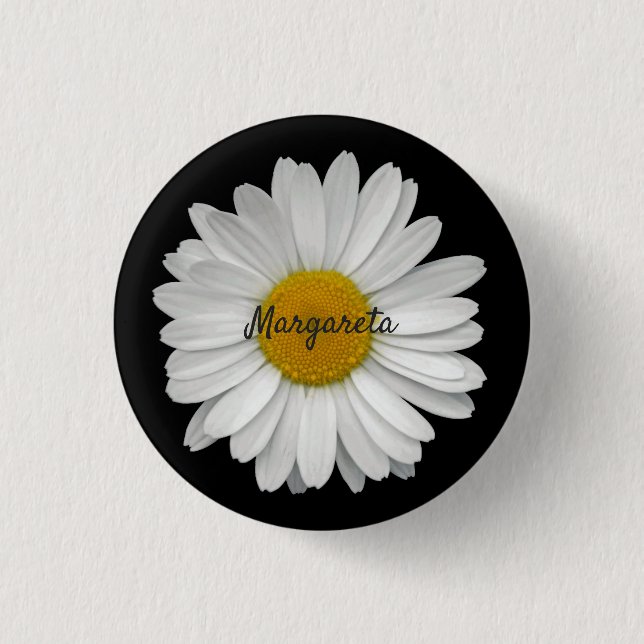 Simple Daisy Flower with Name 3 Cm Round Badge (Front)