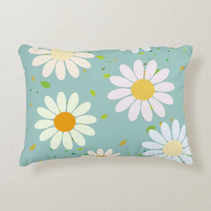 Simple Daisy Flowers Floral Pattern trendy Girly  Decorative Cushion