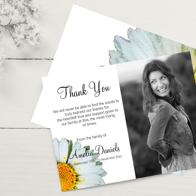 Simple Daisy Funeral Thank You Cards (Creator Uploaded)