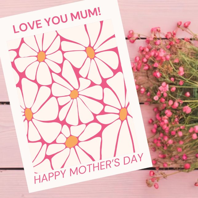 simple daisy mothers day love you mum modern thank you card (Creator Uploaded)