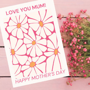 simple daisy mothers day love you mum modern thank you card