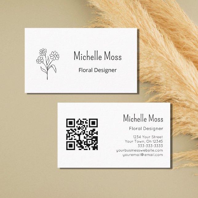  Simple Daisy QR code Floral Designer   Business Card (Creator Uploaded)