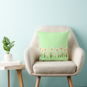 Simple daisy wildflowers bouquet floral wedding cushion