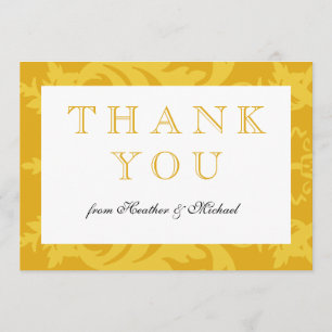 Simple Damask Gold Thank You Card