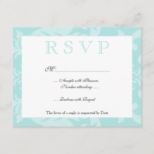 Simple Damask Robin's Egg Blue RSVP Card