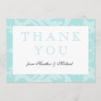 Simple Damask Robin's Egg Blue Thank You