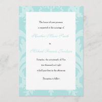 Simple Damask Robin's Egg Blue Wedding Invitation