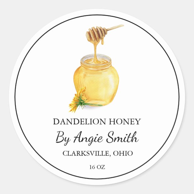 Simple Dandelion Infused Honey Label (Front)