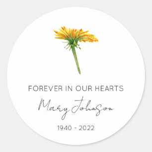 Simple Dandelion Memorial  Classic Round Sticker
