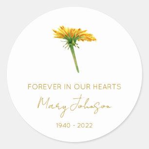 Simple Dandelion Memorial  Classic Round Sticker