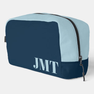 Simple Dark Blue and Light Blue with Monogram Dopp Kit