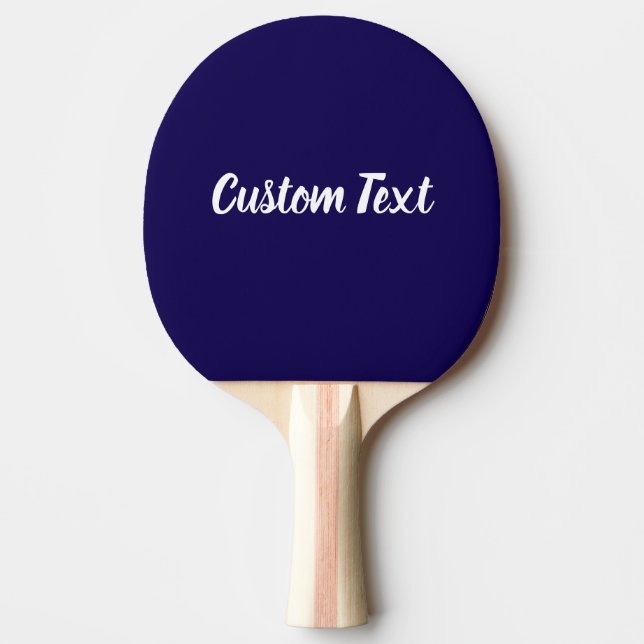 Simple Dark Blue and White Script Text Template Ping Pong Paddle (Front)