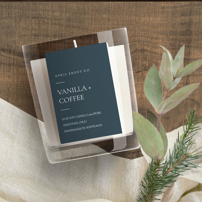 SIMPLE DARK BLUE BLACK MINIMAL MODERN CANDLE FOOD LABEL (Creator Uploaded)