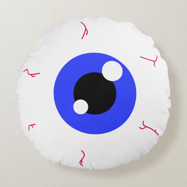 Simple Dark Blue Eyeball Round Cushion (Front)