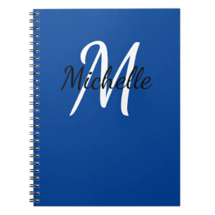 Simple Dark Blue Monogrammed Notebook