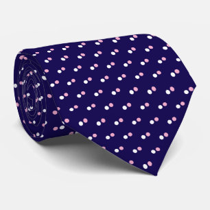 Simple Dark Blue White and Pink Dots Pattern Tie