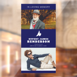 Simple dark blue white dove custom photo memorial