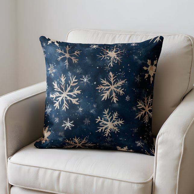 Simple Dark Blue with Snowflakes Cushion (Creator Uploaded)