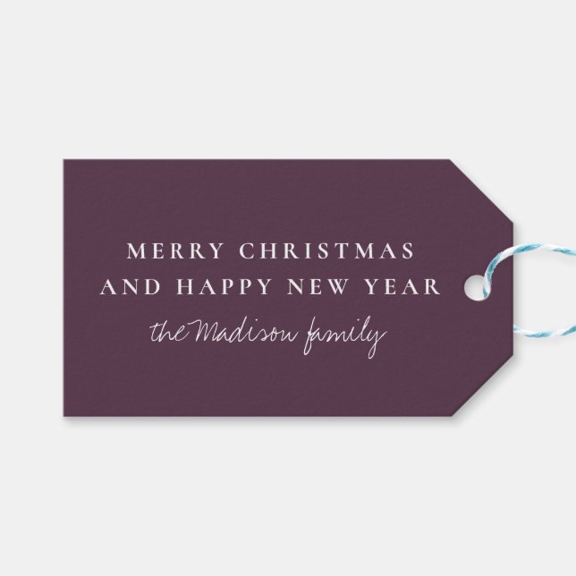 Simple 	Dark Byzantium Gift Tags (Front (Horizontal))