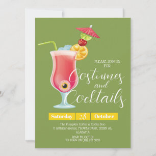 Simple dark Costumes & Cocktail Halloween Party Invitation
