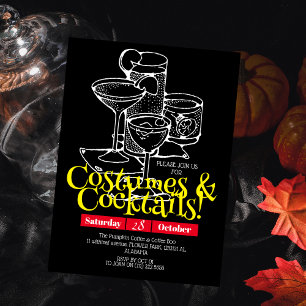 Simple dark Costumes & Cocktail Halloween Party Invitation