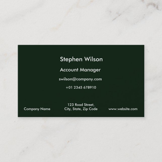 Simple Dark Green Business Cards Single Colour (Front)