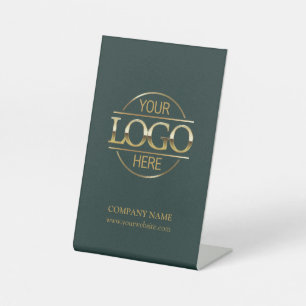 Simple Dark Green Corporate Company Business Logo Pedestal Sign
