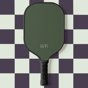 Simple Dark Green w/ Basic Initials Elegant Modern Pickleball Paddle