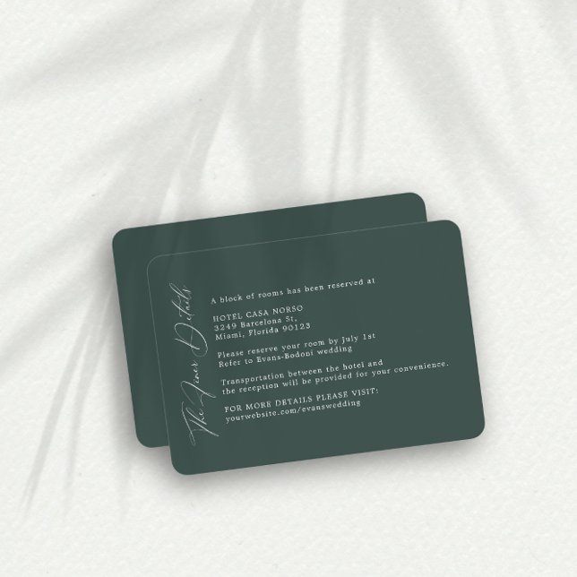Simple Dark Green Wedding Finer Details Enclosure Card (Creator Uploaded)