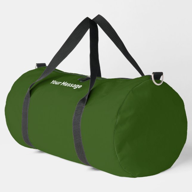 Simple Dark Green White Your Message Text Template Duffle Bag (Left Corner)
