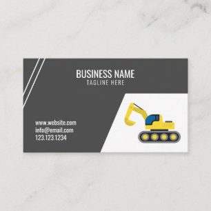 Simple Dark Grey Construction Excavator Building Business Card