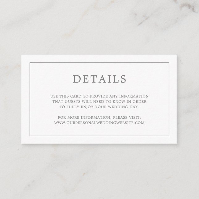Simple Dark Grey Monogram Elegant Wedding Enclosure Card (Front)