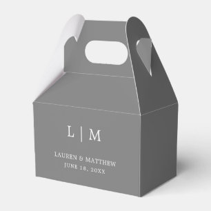 Simple Dark Grey Monogram Elegant Wedding Favour Box