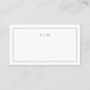 Simple Dark Grey Monogram Elegant Wedding Place Card