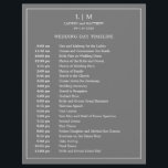 Simple Dark Grey Monogram Elegant Wedding Timeline<br><div class="desc">Simple Wedding Timeline featuring a modern yet elegant design with your two letter monogram at the top and your details surrounded by a thin border. All text is in white over a medium grey background and may be changed to any colours you wish by clicking the "customise" button. A chic...</div>