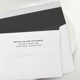Simple Dark Grey Return Address Lined Envelope