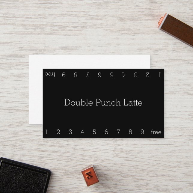 Simple Dark Loyalty Coffee Punch-Card Card (Front/Back In Situ)