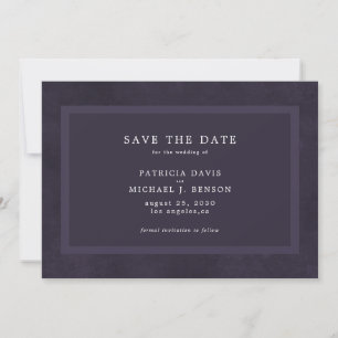 Simple dark purple elegant wedding save the date