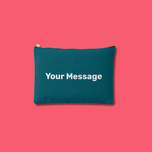 Simple Dark Teal and White Your Message Template Accessory Pouch