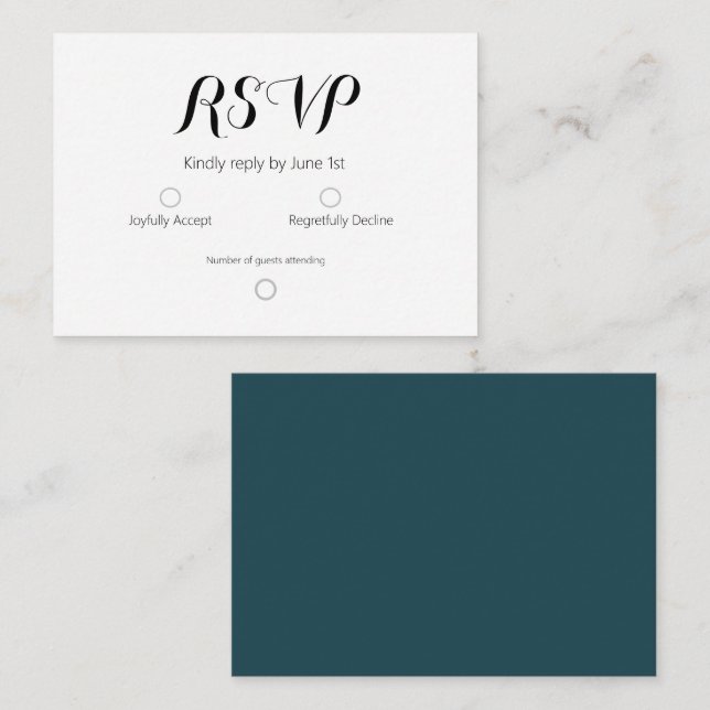 Simple Dark Teal  Card (Front/Back)