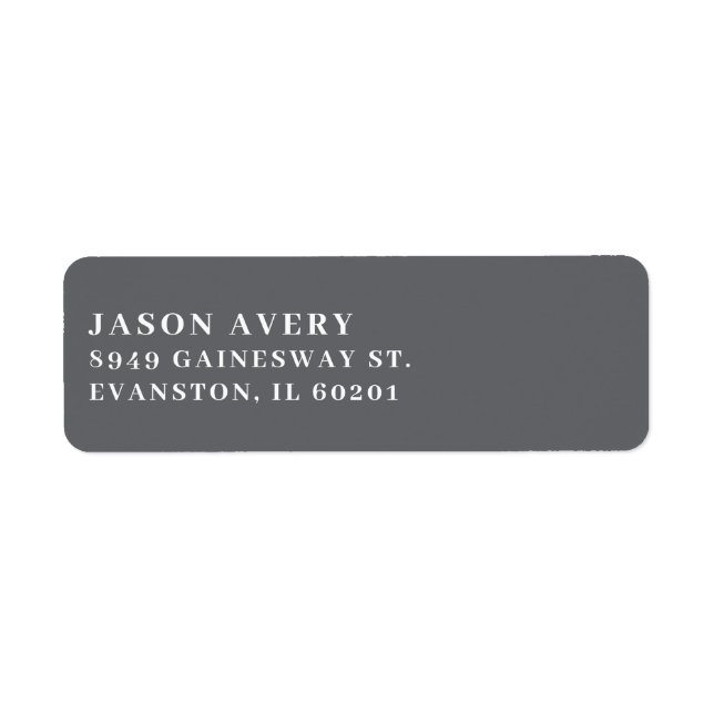 Simple DarkGray Classic Return Address Text Based  Label (Front)