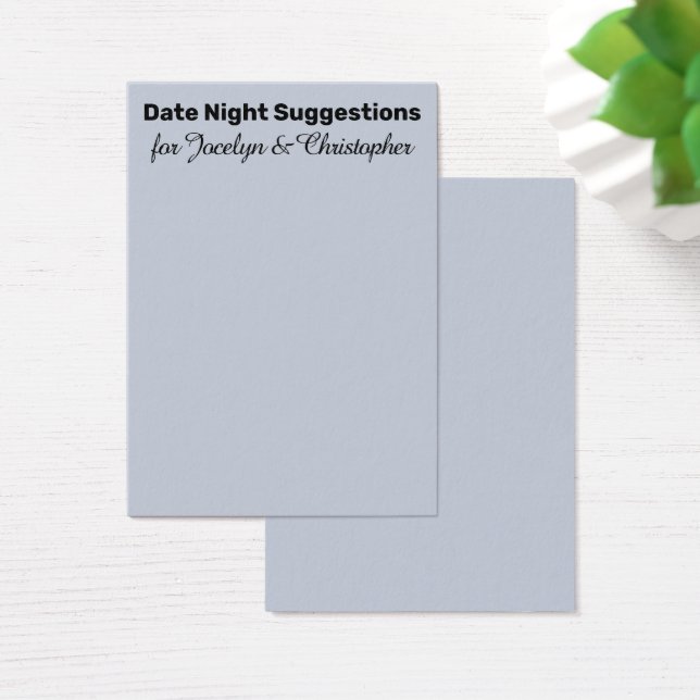 Simple Date Night Suggestions Dusty Blue Card (Desk)