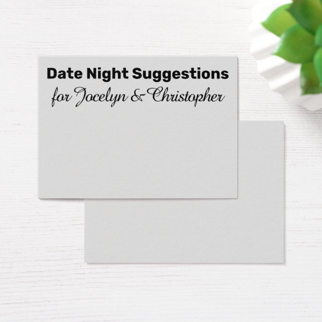 Simple Date Night Suggestions Light Grey Card (Desk)