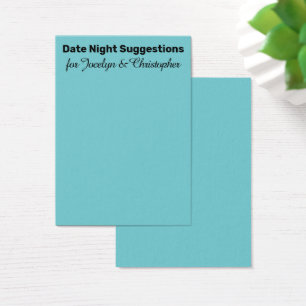Simple Date Night Suggestions Turquoise Card